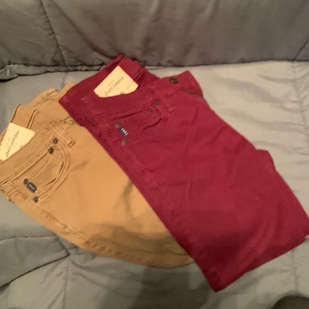 Abercrombie kids maroon skinny and khaki pants